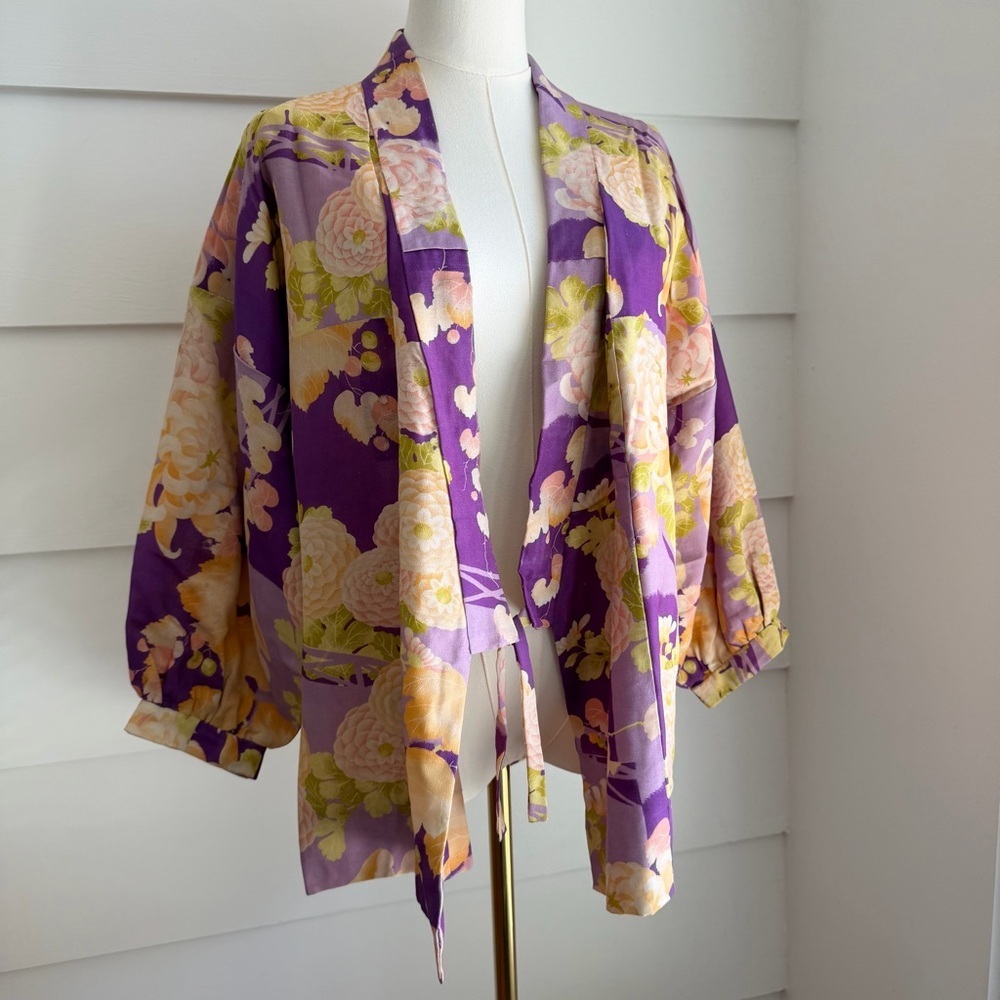 Vintage Floral Print Kimono Jacket Haori Jacket